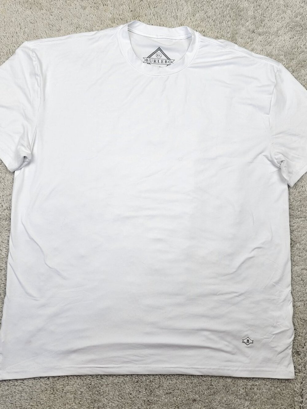 Burlebo Shirt Mens XL White Short Sleeve Crewneck Athletic Performance golf Fish